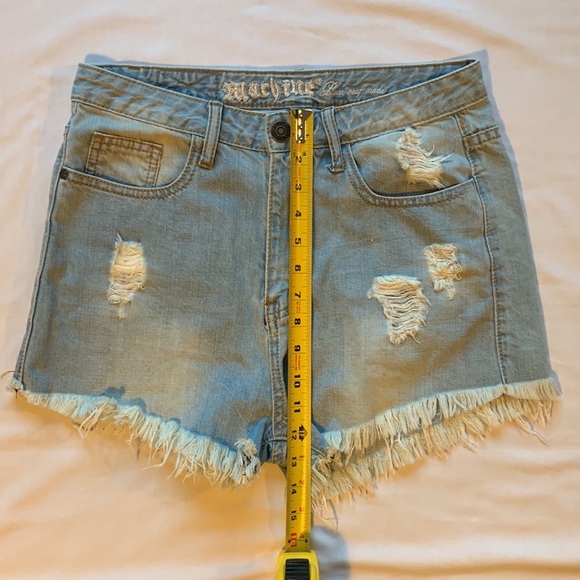 Machine distressed hi-waist denim shorts 30 - Picture 4 of 12